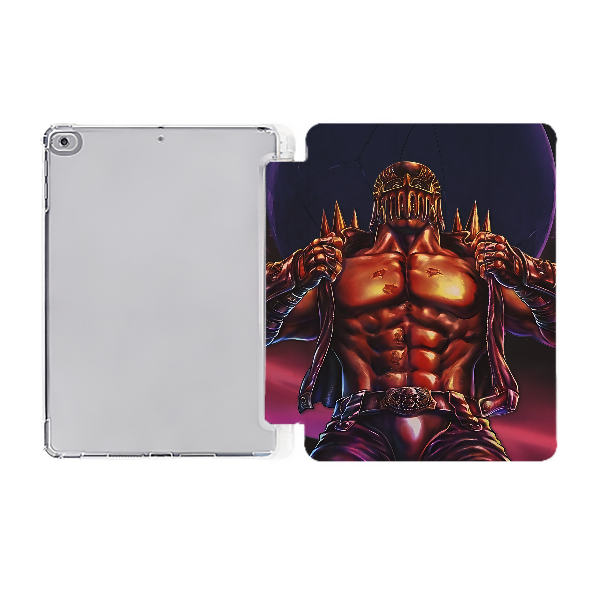 （画像用） 北斗の拳 Fist of the North Star IPad ケース ペン収納付き 三つ折りスタンド PUレザー×シリコン 対応機種9.5/10.5/10.9インチ